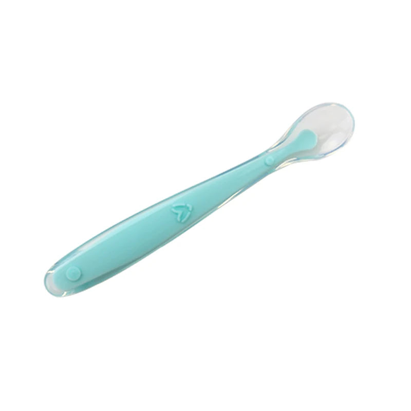 New Baby Soft Silicone Spoon Candy Color Temperature sensoring Spoon