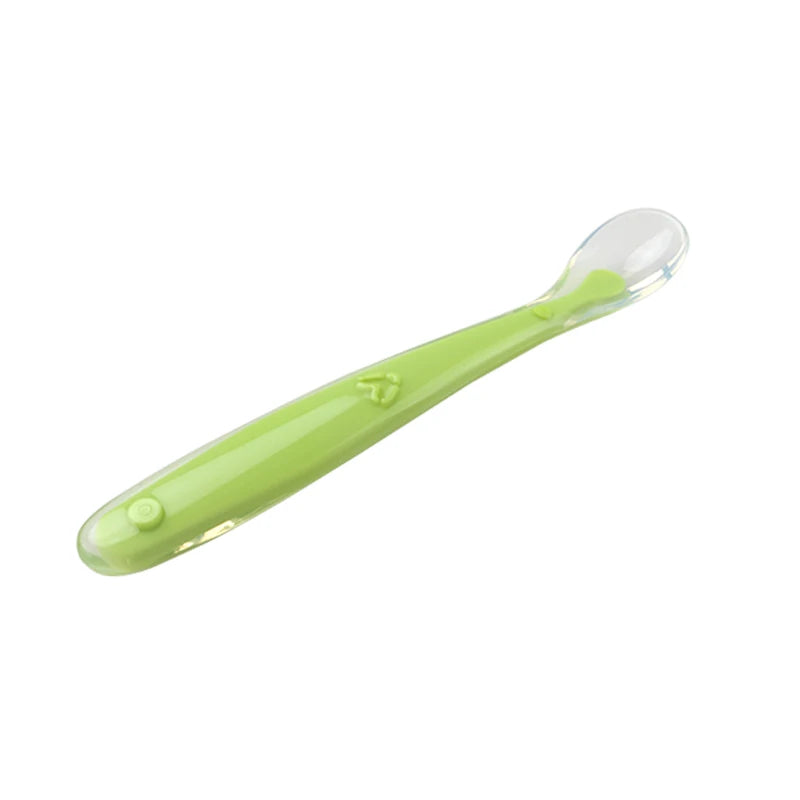 New Baby Soft Silicone Spoon Candy Color Temperature sensoring Spoon