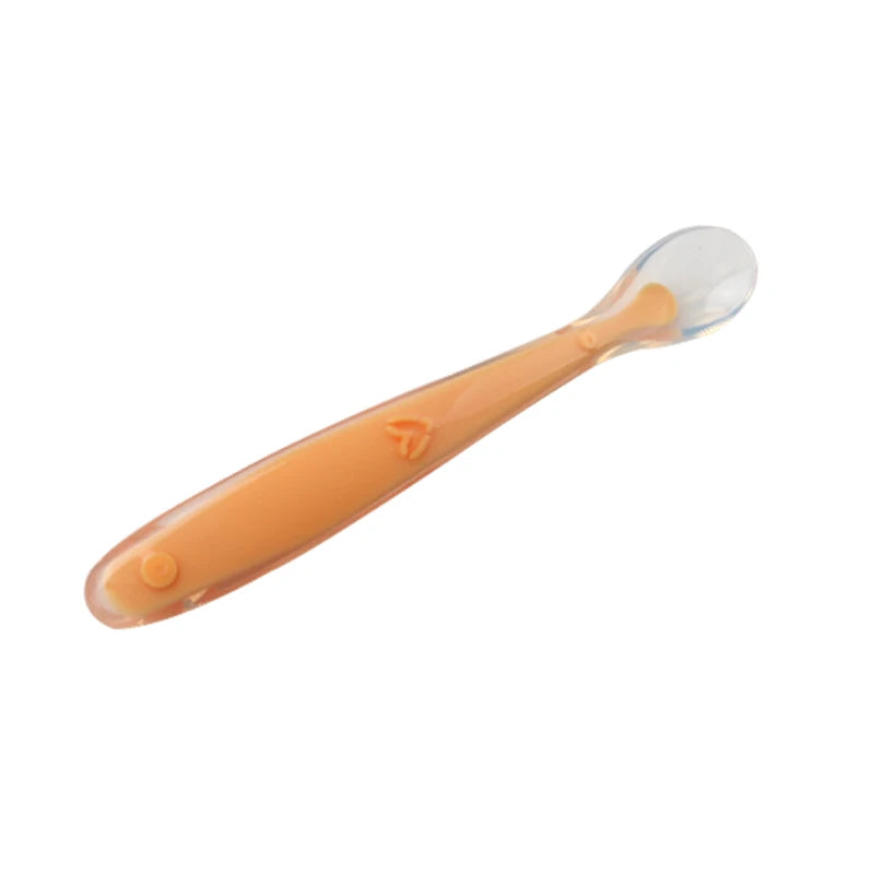 New Baby Soft Silicone Spoon Candy Color Temperature sensoring Spoon