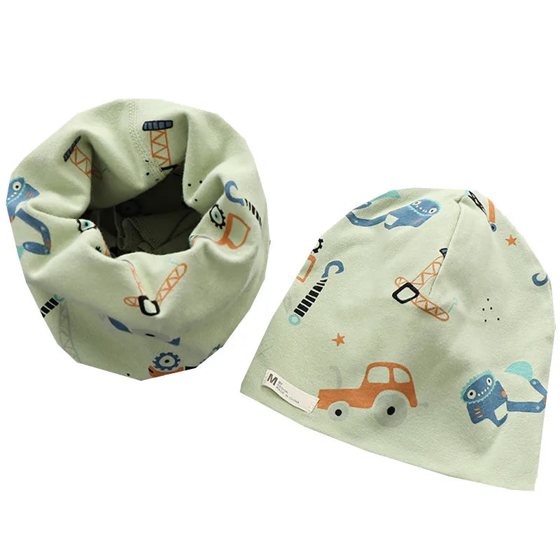 New Plush Children Hat Scarf Set Baby Girls Head Cover Autumn Warm Child Neck Collar Kids Beanies Sets Cotton Baby Hat Scarf