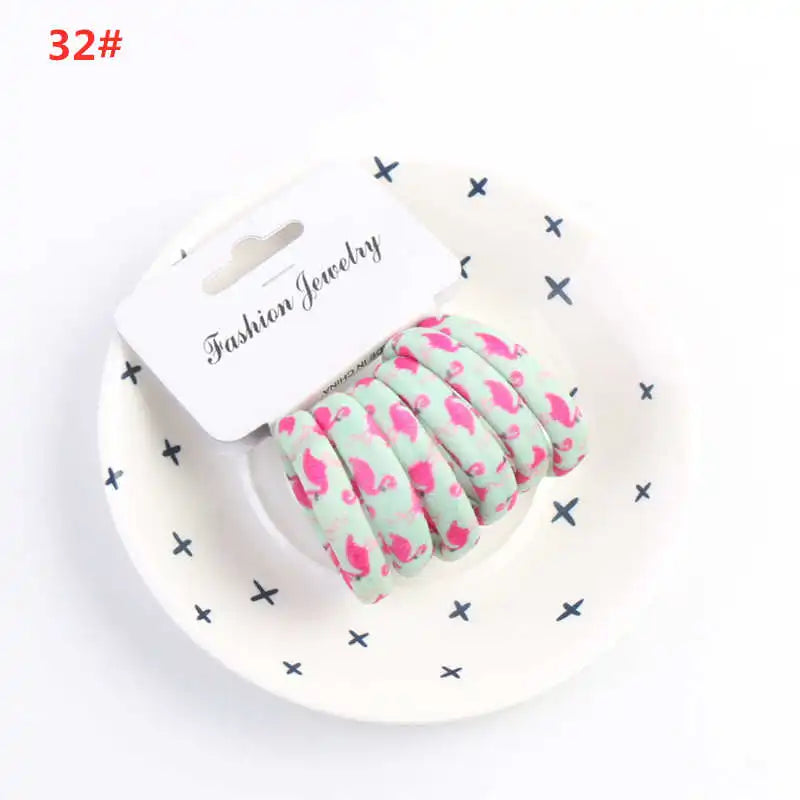 6pcs/Sett Cute Girls Elastic Hair Bands Scrunchies Ponytail Holder Rubber Bands Hair Ties Sweet Kids Hair Rope Hair Accessories