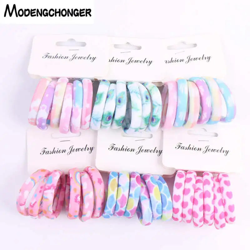 6pcs/Sett Cute Girls Elastic Hair Bands Scrunchies Ponytail Holder Rubber Bands Hair Ties Sweet Kids Hair Rope Hair Accessories