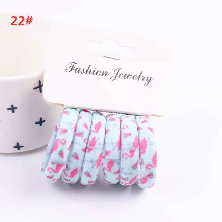 6pcs/Sett Cute Girls Elastic Hair Bands Scrunchies Ponytail Holder Rubber Bands Hair Ties Sweet Kids Hair Rope Hair Accessories