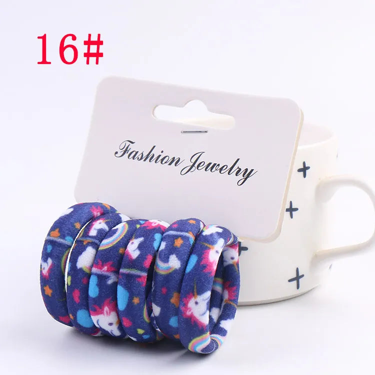 6pcs/Sett Cute Girls Elastic Hair Bands Scrunchies Ponytail Holder Rubber Bands Hair Ties Sweet Kids Hair Rope Hair Accessories