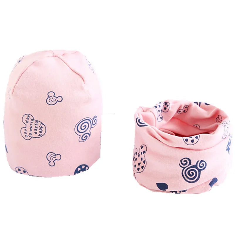 New Plush Children Hat Scarf Set Baby Girls Head Cover Autumn Warm Child Neck Collar Kids Beanies Sets Cotton Baby Hat Scarf