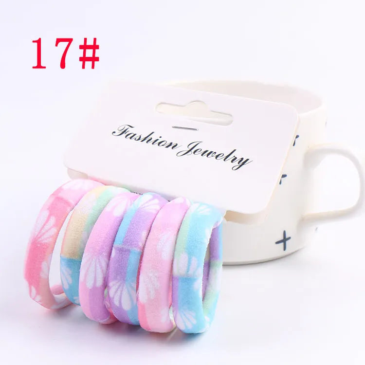 6pcs/Sett Cute Girls Elastic Hair Bands Scrunchies Ponytail Holder Rubber Bands Hair Ties Sweet Kids Hair Rope Hair Accessories