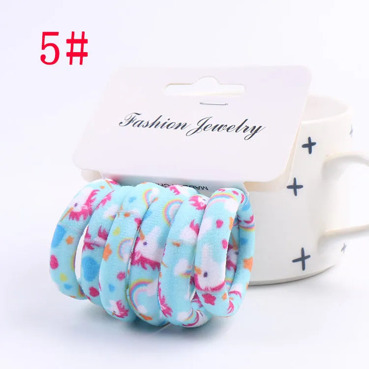 6pcs/Sett Cute Girls Elastic Hair Bands Scrunchies Ponytail Holder Rubber Bands Hair Ties Sweet Kids Hair Rope Hair Accessories