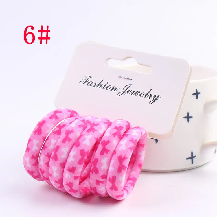 6pcs/Sett Cute Girls Elastic Hair Bands Scrunchies Ponytail Holder Rubber Bands Hair Ties Sweet Kids Hair Rope Hair Accessories