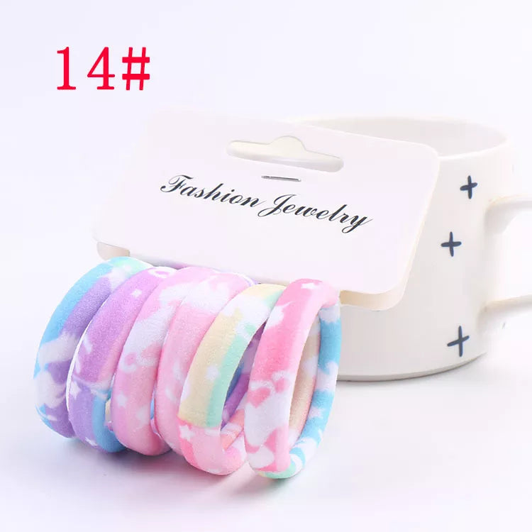 6pcs/Sett Cute Girls Elastic Hair Bands Scrunchies Ponytail Holder Rubber Bands Hair Ties Sweet Kids Hair Rope Hair Accessories