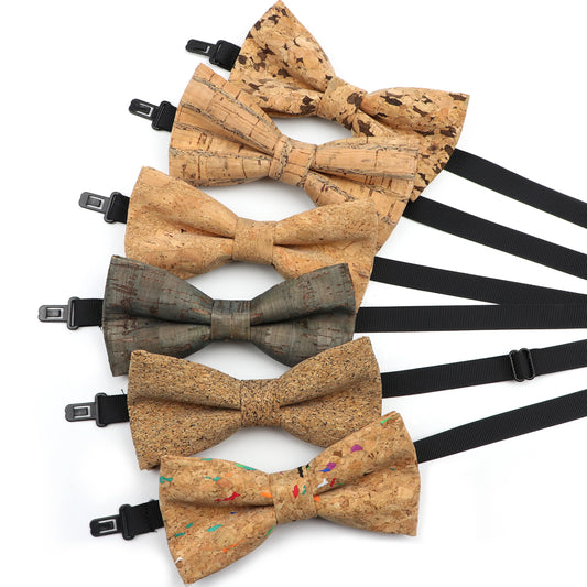 Fashion New Cork Wood Kids Bow Ties Novelty Handmade Fancy Bowtie Adjustable Butterfly Party School Children Gift Accessories