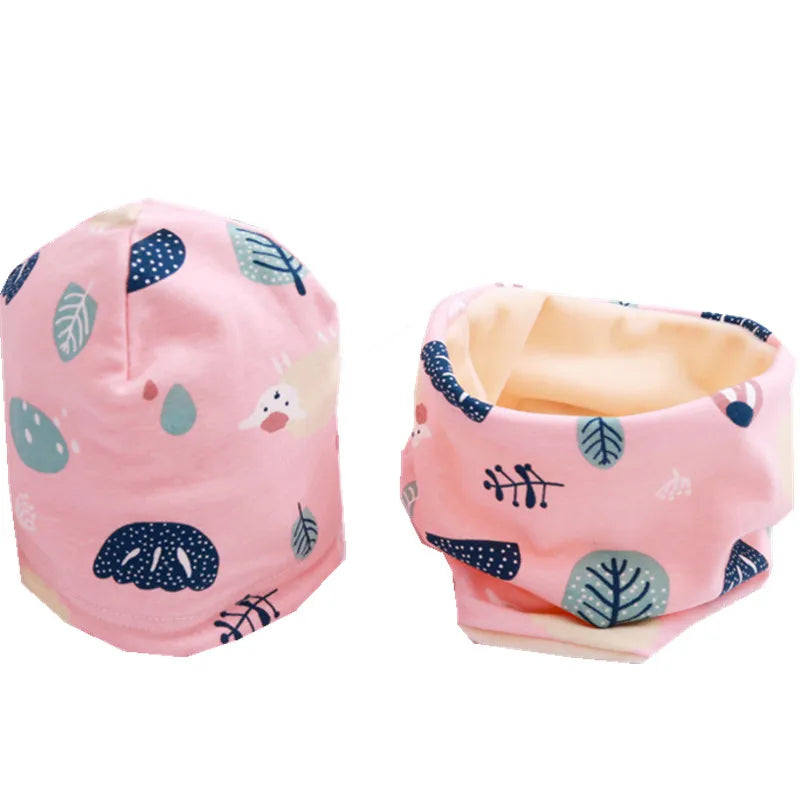 New Plush Children Hat Scarf Set Baby Girls Head Cover Autumn Warm Child Neck Collar Kids Beanies Sets Cotton Baby Hat Scarf