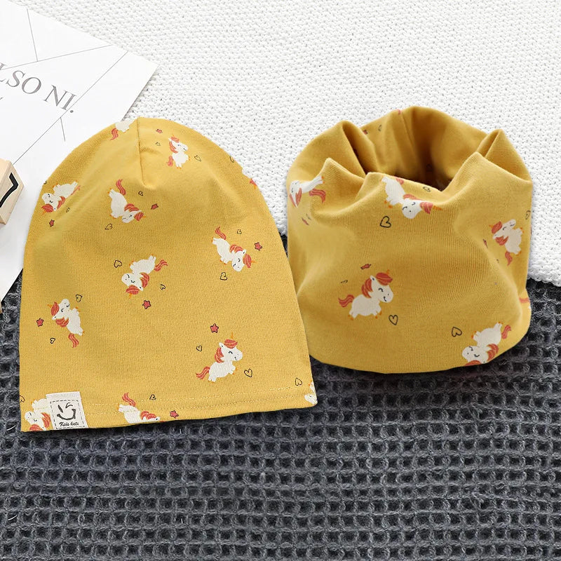 New Plush Children Hat Scarf Set Baby Girls Head Cover Autumn Warm Child Neck Collar Kids Beanies Sets Cotton Baby Hat Scarf