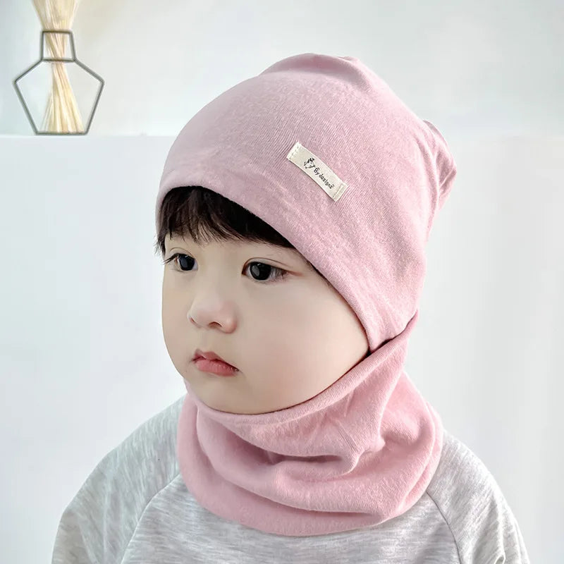 New Plush Children Hat Scarf Set Baby Girls Head Cover Autumn Warm Child Neck Collar Kids Beanies Sets Cotton Baby Hat Scarf