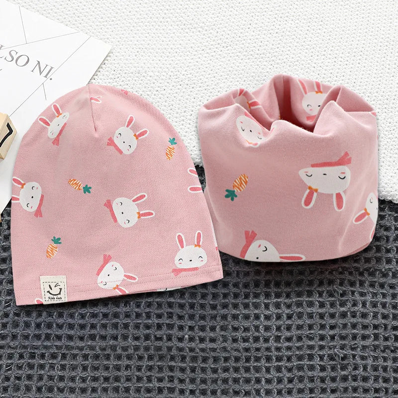 New Plush Children Hat Scarf Set Baby Girls Head Cover Autumn Warm Child Neck Collar Kids Beanies Sets Cotton Baby Hat Scarf