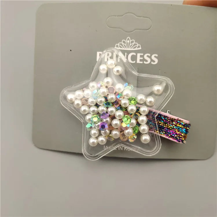 Glitter Star Crown Barrettes Hair Clips for Girls Hair Acce