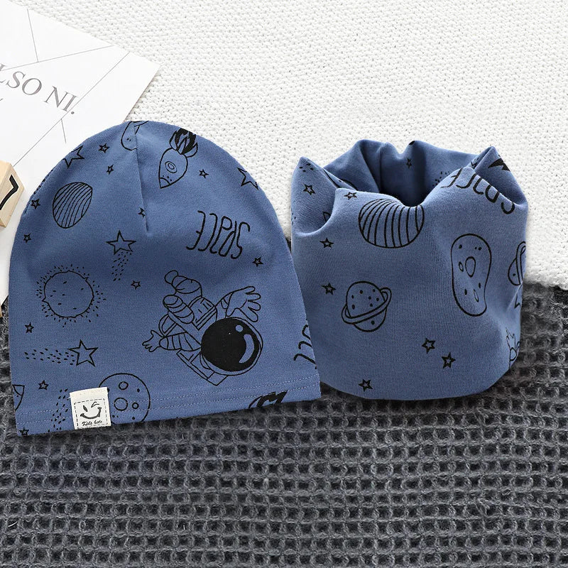 New Plush Children Hat Scarf Set Baby Girls Head Cover Autumn Warm Child Neck Collar Kids Beanies Sets Cotton Baby Hat Scarf