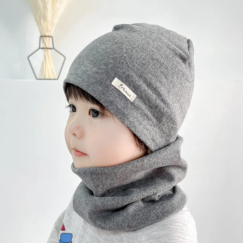 New Plush Children Hat Scarf Set Baby Girls Head Cover Autumn Warm Child Neck Collar Kids Beanies Sets Cotton Baby Hat Scarf