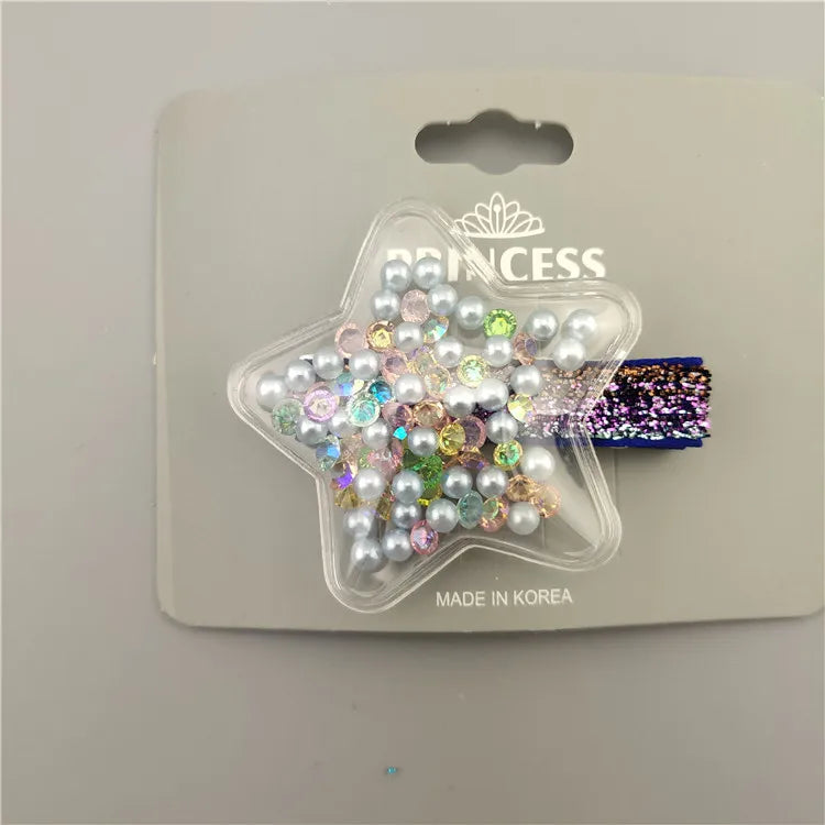 Glitter Star Crown Barrettes Hair Clips for Girls Hair Acce