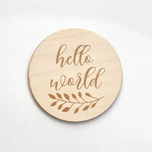 Baby Birth Announcement Sign - Hello World Eucalyptus